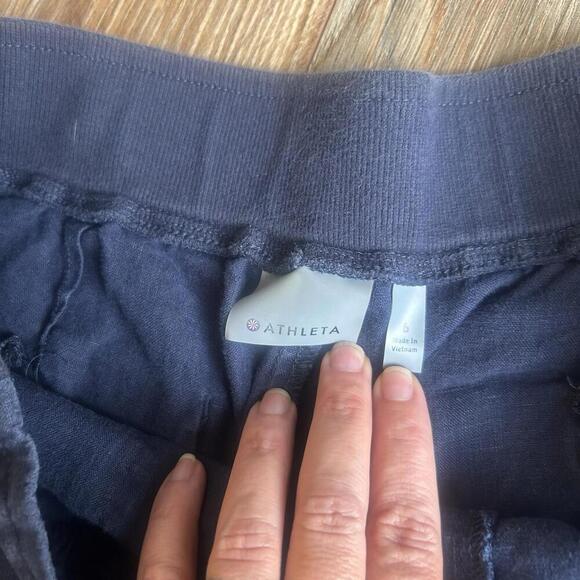 Athleta Shorts Womens Size 6 Navy 100% Linen Drawstring Waist Pockets - Picture 2 of 6